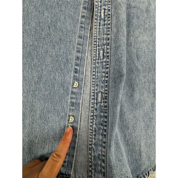 Vtg The Disney Store Mickey Mouse Denim Sleeveless Button-Up Shirt S * Flaw - Picture 6 of 11